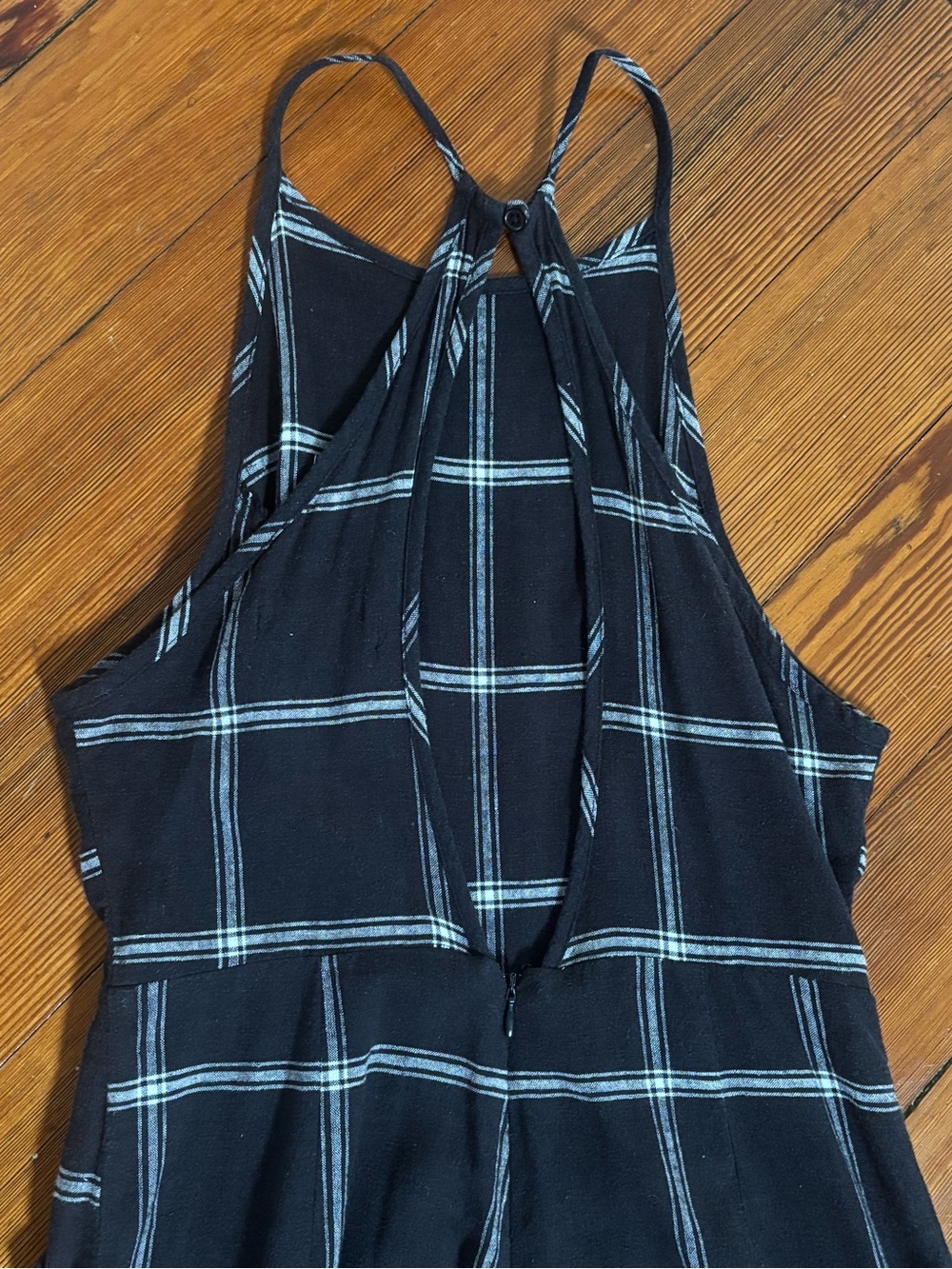 Urban Outfitters Black Jumpsuit with White Windowpane Check - Picture 4 of 8